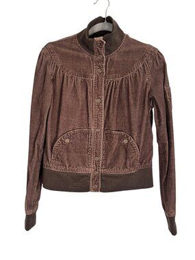 Neutral Corduroy Bomber Jacket Brown L Retro Y2K Moto Boho Festival Heritage 80s